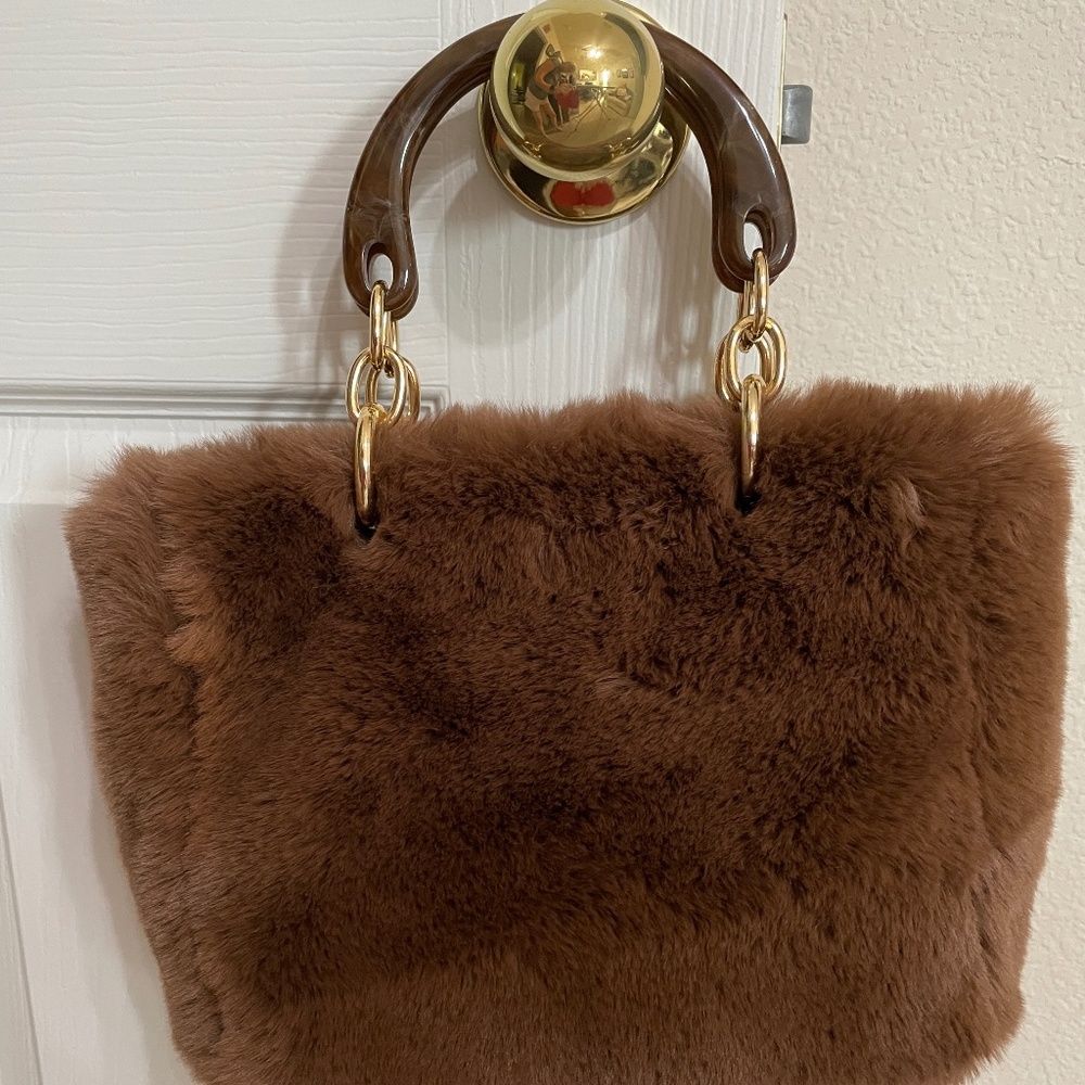 Topshop Brown Faux Fur Bag
